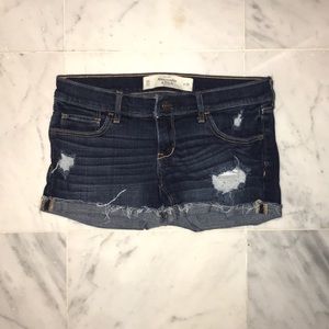 Dark blue low rise jean shorts